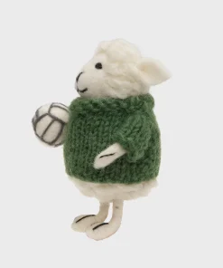Alternative view of Handmade Wool Felt Sheep Holding A Gaelic Football