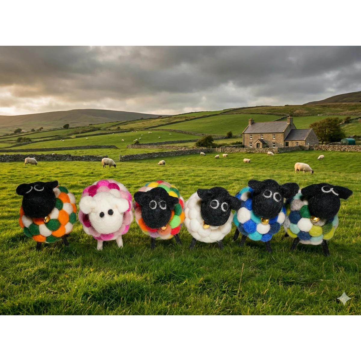 Handmade Felt Sheep Paddy With Black Head Ornament Farm Animal Irish Flag Colours - Image 4
