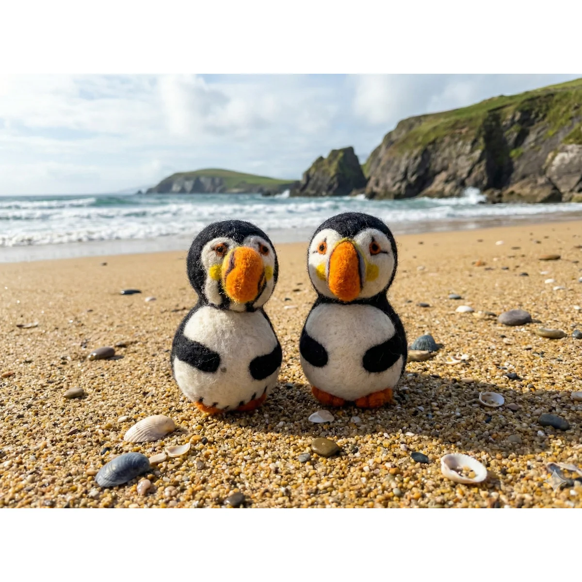Handmade Wool Felt Puffin Hanging Ornament - Image 2
