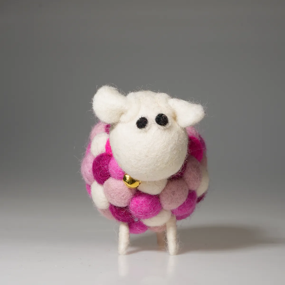 Handmade Felt Pink Multicoloured Sheep Orla With Black Head Ornament Farm Animals - Image 3
