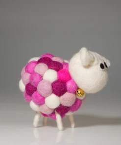 Alternative view of Handmade Felt Pink Multicoloured Sheep Orla With Black Head Ornament Farm Animals