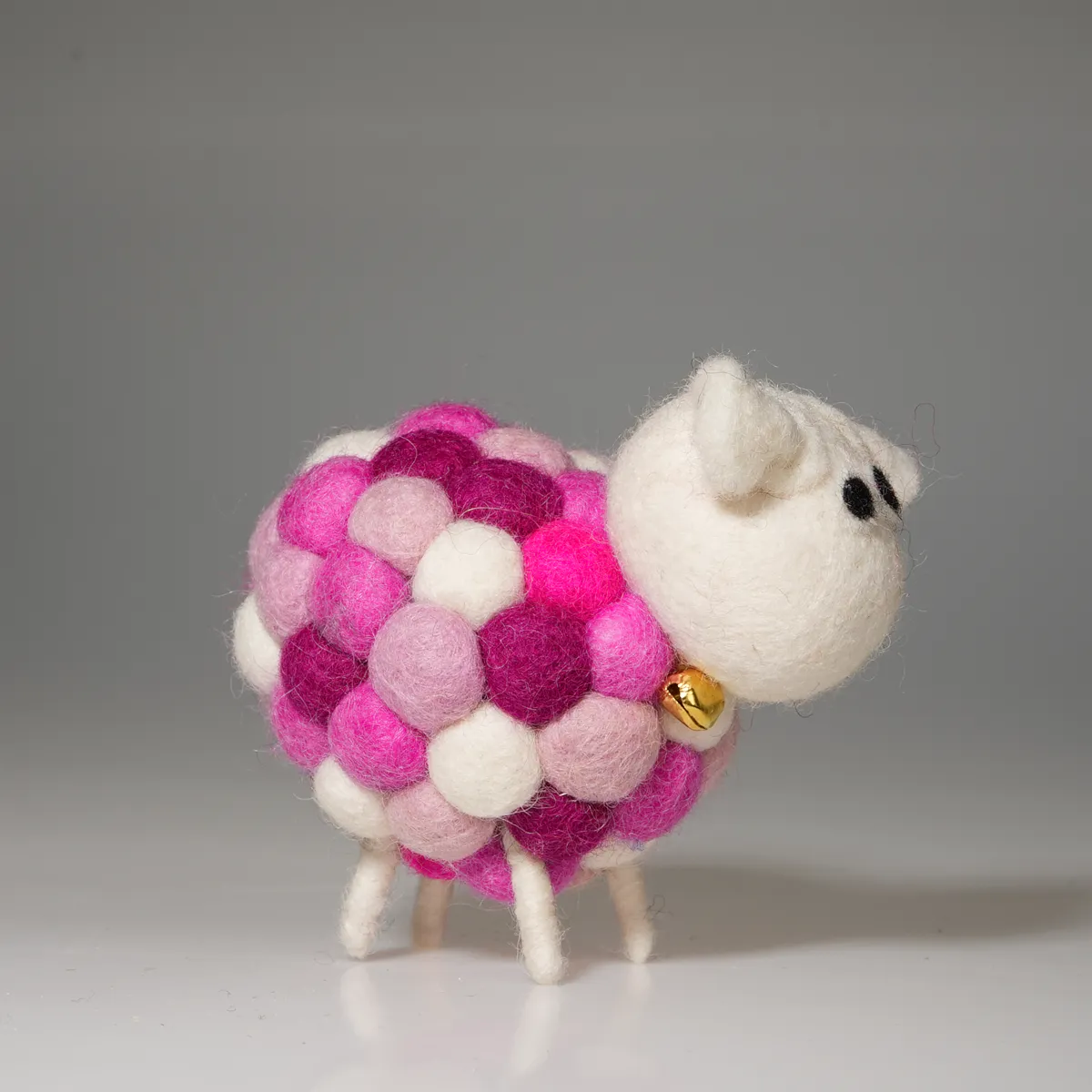 Handmade Felt Pink Multicoloured Sheep Orla With Black Head Ornament Farm Animals - Image 2