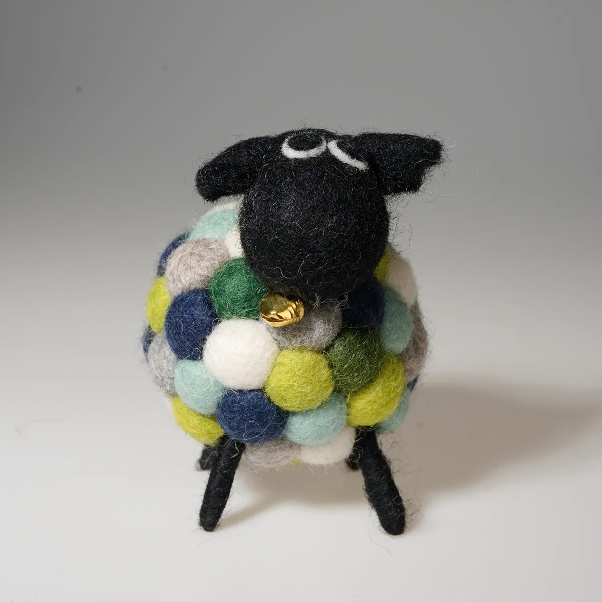Handmade Felt Green Multicoloured Sheep Liam With Black Head Ornament Farm Animals - Image 3