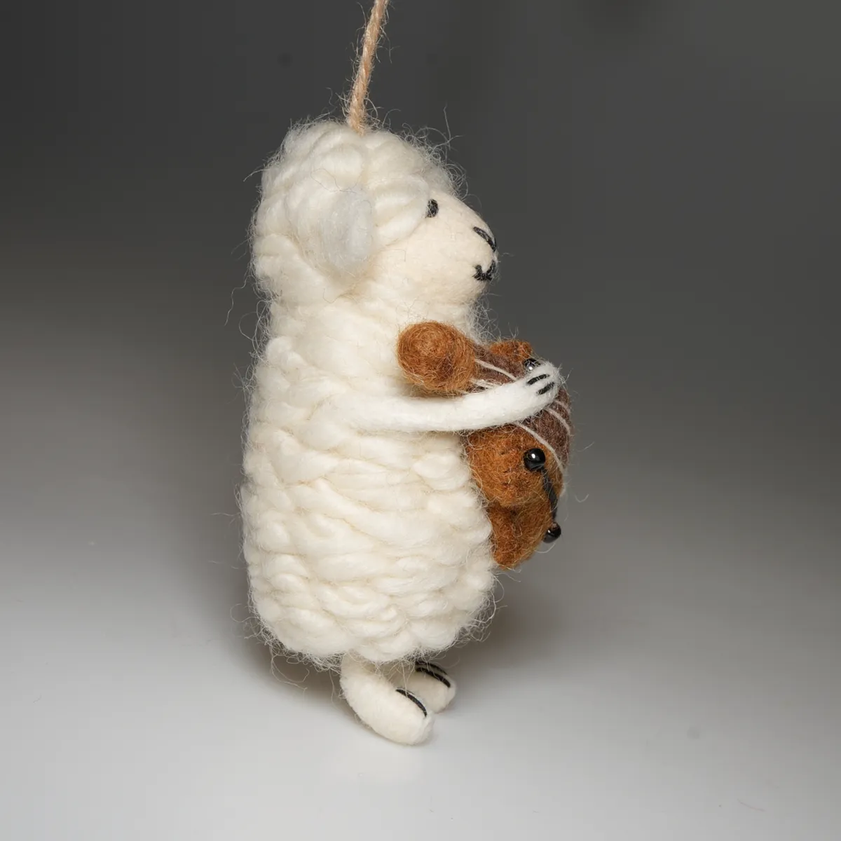 Handmade Wool Felt Sheep Playing a Guitar Hanging Ornament - Image 4
