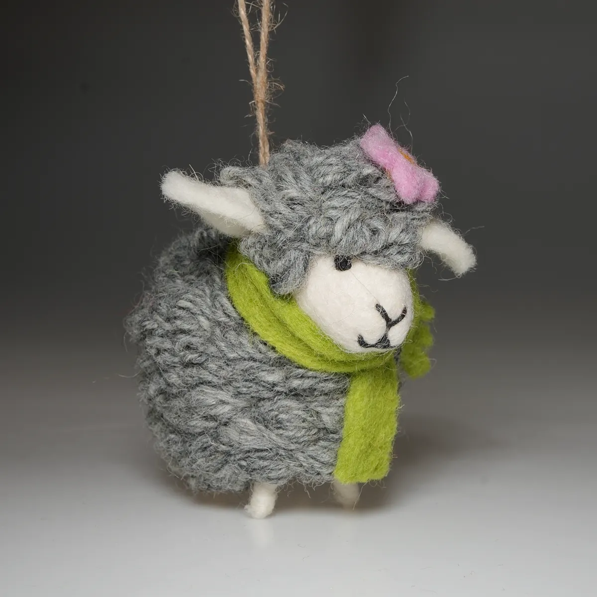 Handmade Wool Felt Ornament Couple Sheep - Image 2