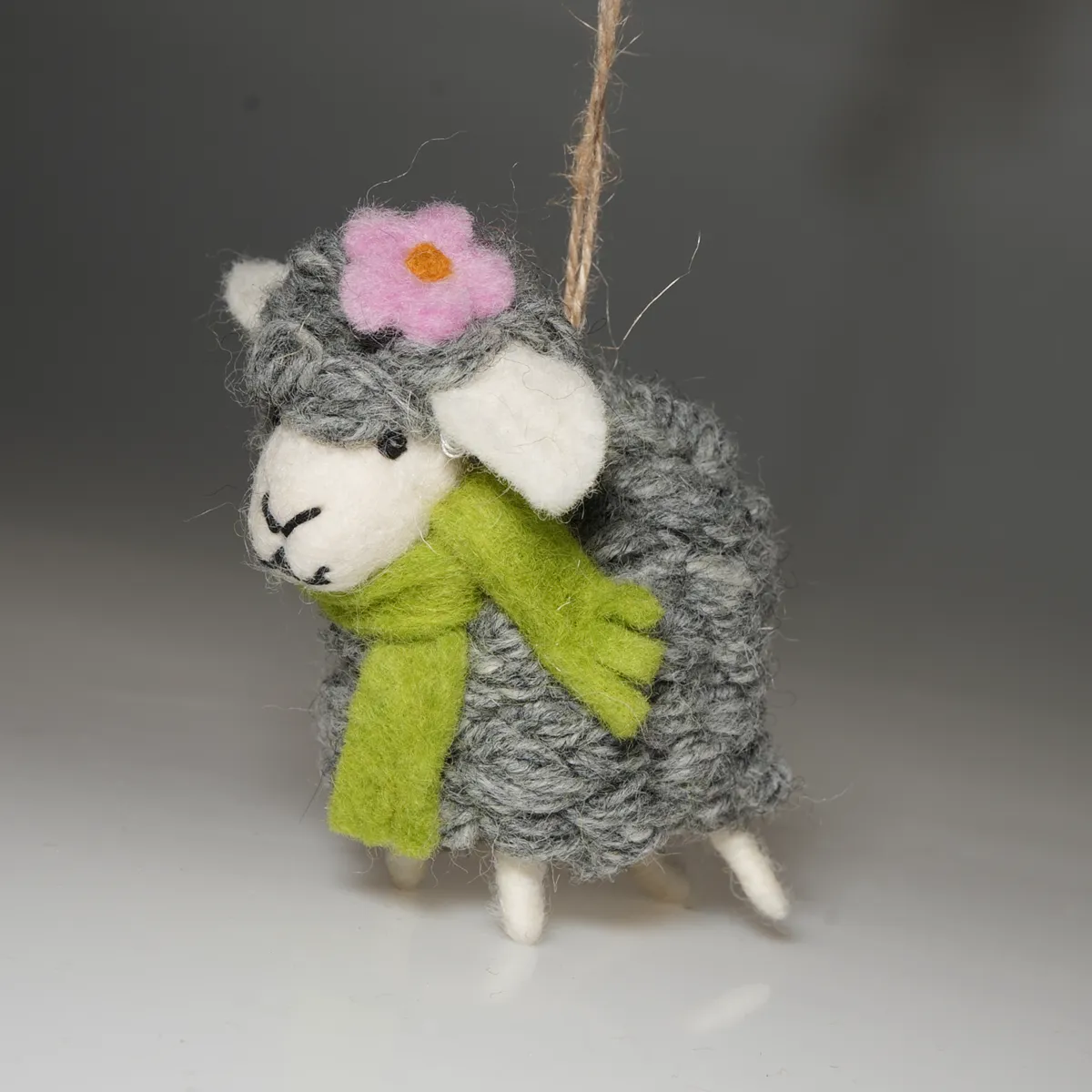 Handmade Wool Felt Ornament Couple Sheep - Image 3