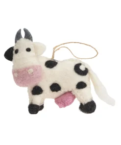 Handmade Wool Felt Cow Hanging Ornament