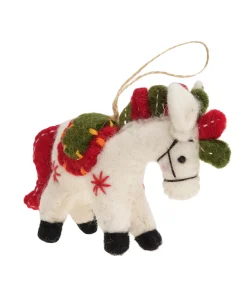Alternative view of Handmade Wool Felt White Horse Hanging Ornament