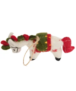 Handmade Wool Felt White Horse Hanging Ornament - Image 3