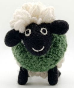 Handmade Knitted Standing Sheep Medium With Green jumper