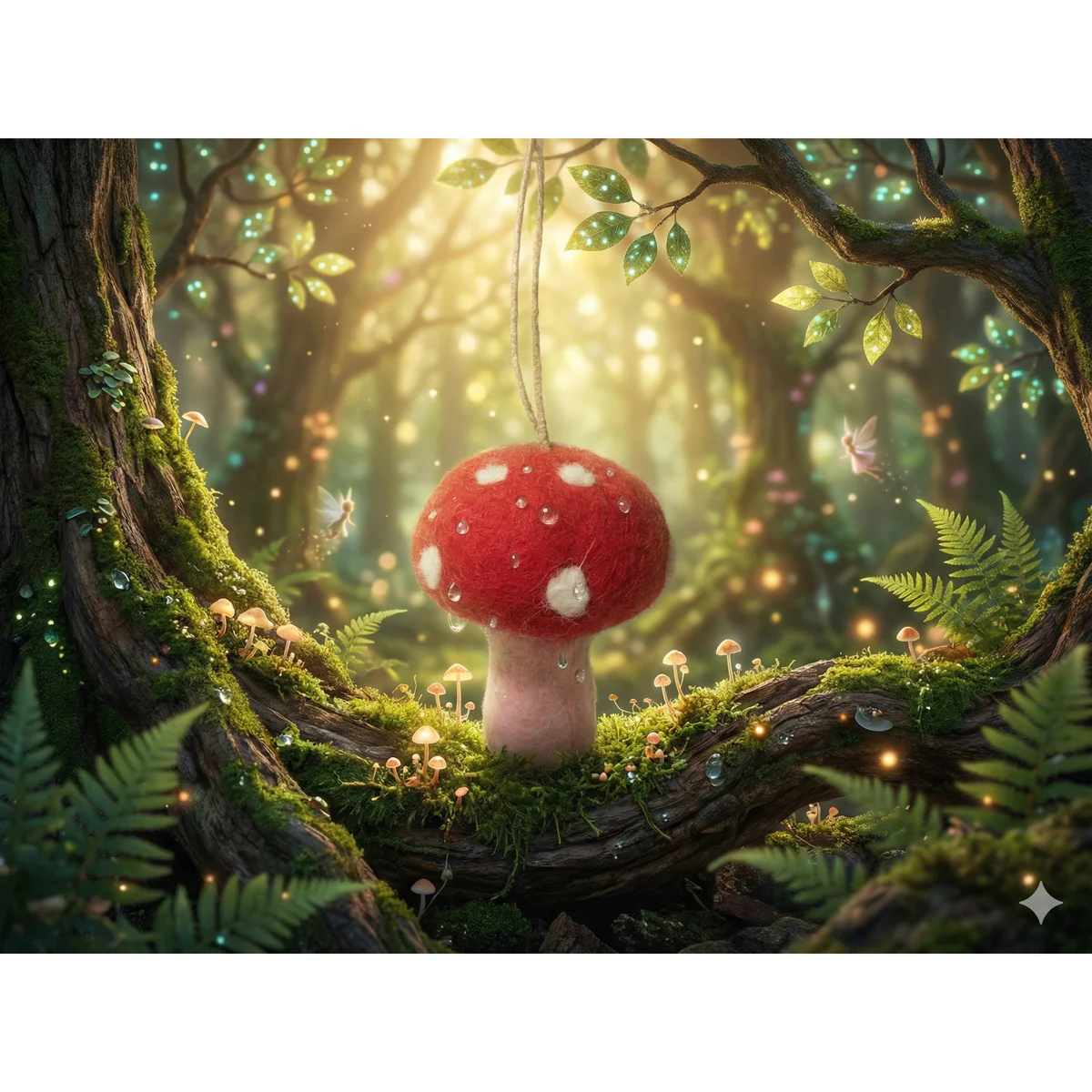 Handmade Wool Felt Red Mushroom Decoration Ornament