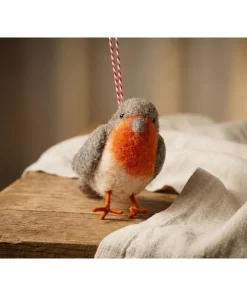 Handmade Wool Felt Robin Hanging Ornament