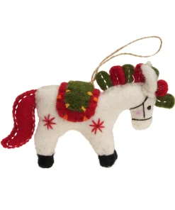 Handmade Wool Felt White Horse Hanging Ornament