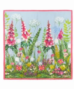 100% Mulberry Silk Scarf Foxgloves And Ferns By Laura Flynn