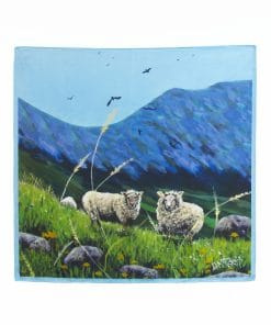 100% Mulberry Silk Scarf Mountain Sheep By Dee McCarthy