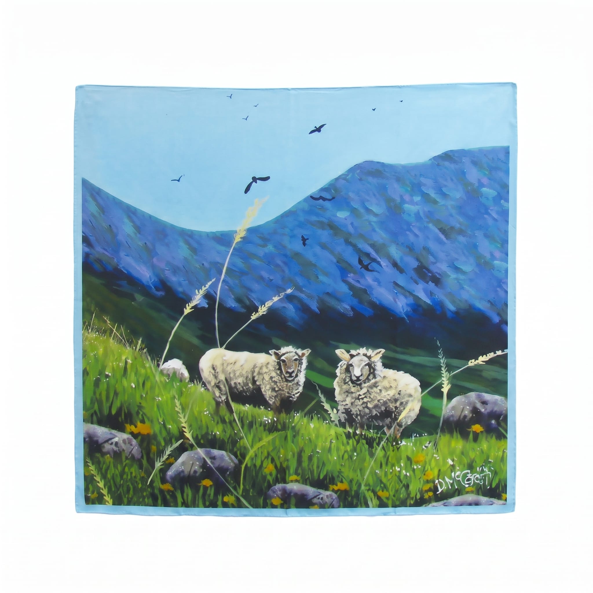 100% Mulberry Silk Scarf Mountain Sheep By Dee McCarthy