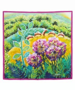 100% Mulberry Silk Scarf Running Hares By Dee McCarthy