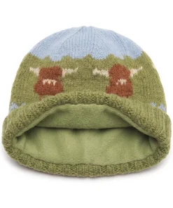 Alternative view of Pure Wool Beanie Fine Knit Unisex Highland Cow Green HC101-G
